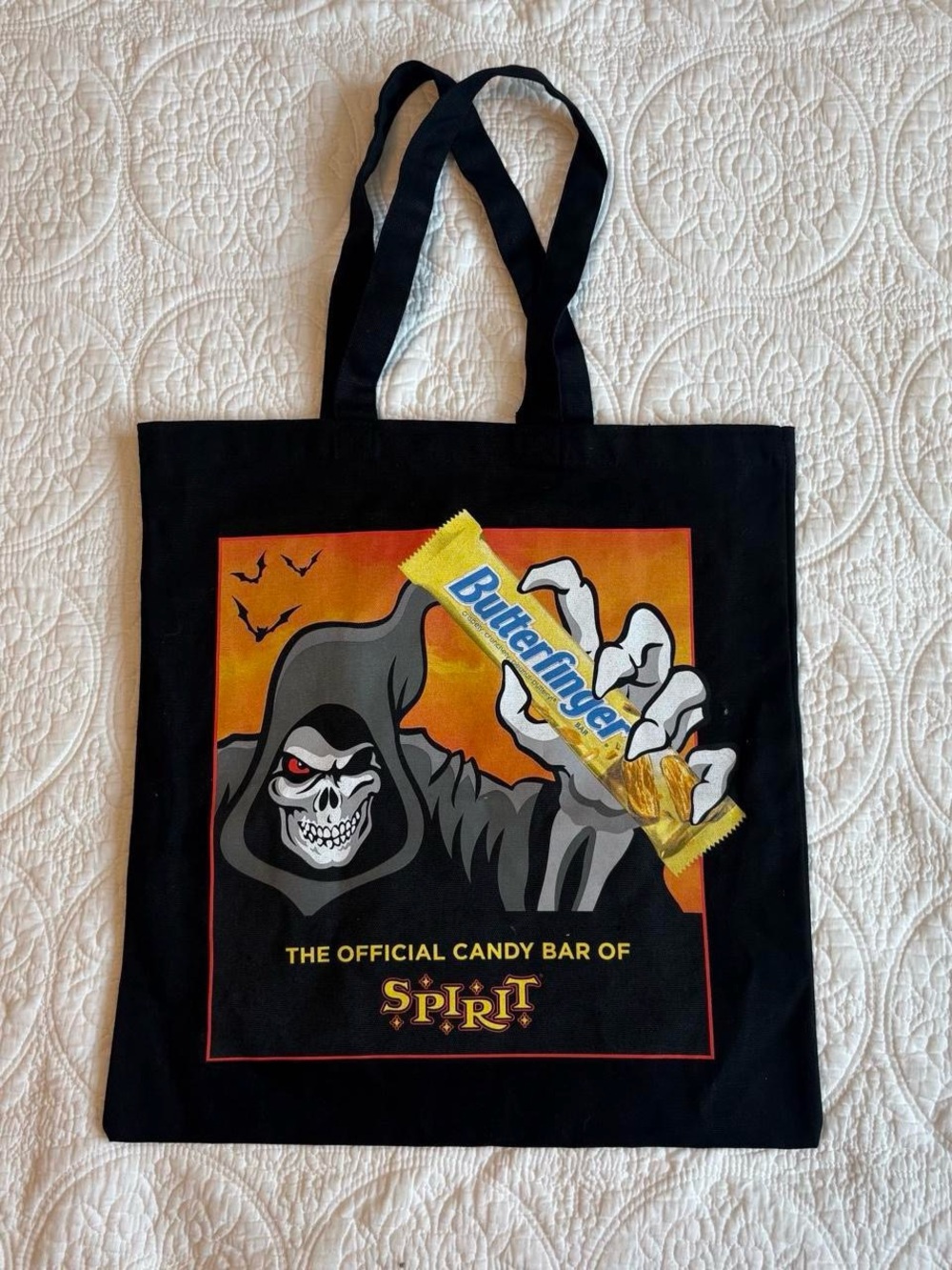 Spirit Halloween x Butterfinger Grim Reaper Black Tote Bag